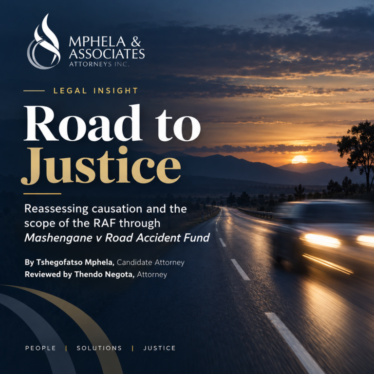Road to Justice, analysis of Mashengane v Road Accident Fund by Mphela & Associates