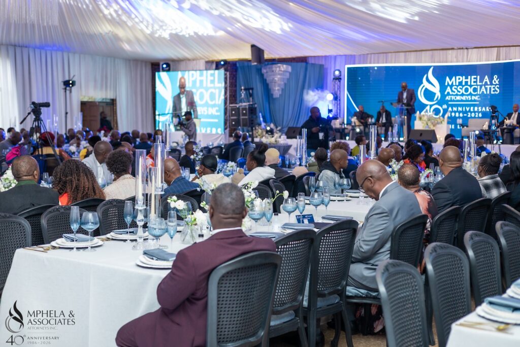 Guests seated in the celebration venue at Mphela & Associates Attorneys’ 40th anniversary celebration
